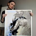 Lovers 57x57 - pastelowy plakat inkografia dla par do salonu i sypialni