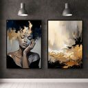 Zestaw 2 eleganckich plakatów 61x91 cm Hogstudio: złoto i czerń