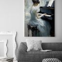 Plakat Pianistka 50x70 cm - fortepian, muzyka i kobieca elegancja