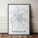 Plakat Mapa Koszalin 30x40 cm - mapy miast