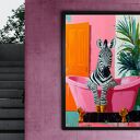 Zebra bierze kąpiel - plakat A3 do łazienki