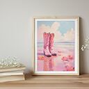 Różowy w stylu boho 40x53cm - western girl retro - cowgirl plakat różowebuty