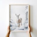 Plakat Zimowa sarenka 30x40 cm - zimowy klimat w Twoim wnętrzu