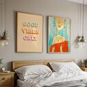 Zestaw plakatów 2x30x40 cm GOOD VIBES ONLY z kotem (set213)