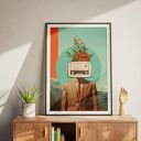 Plakat Radiohead 70x100 cm - surrealistyczny kolaż retro radia