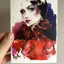 Muse 2 - pocztówkowy plakat z ilustracją modową i portretem kobiety