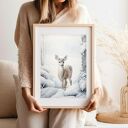 Plakat Zimowa sarenka 30x40 cm - zimowy klimat w Twoim wnętrzu