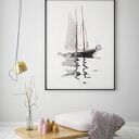 Samotny rejs - delikatny plakat statek 30x40 cm