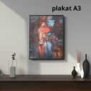 Nocny pejzaż miejski w deszczu - wydruk artystyczny/plakat (A3)