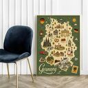 Kolorowa mapa Niemiec - plakat 61x91 cm