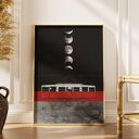 Plakat Bytom Tramwaj 38 (50x70 cm) - księżyc i kosmos w surrealistycznym kolażu