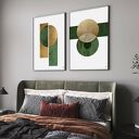 Zestaw 2 plakatów 40x50 cm - minimalistyczna abstrakcja w zieleni, bieli i beżu