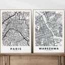 Zestaw plakatów z mapami miast Kraków i Warszawa, format 30x40 cm - bez ram