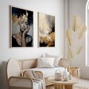 Zestaw 2 eleganckich plakatów 40x50 cm - złoto-czarna kobieta