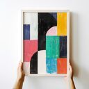 Kolorowa geometryczna abstrakcja - plakat 40x50 cm do sypialni