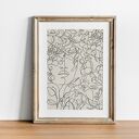 Plakat 50x70 cm - kobieta, kwiaty i line art w stylu boho