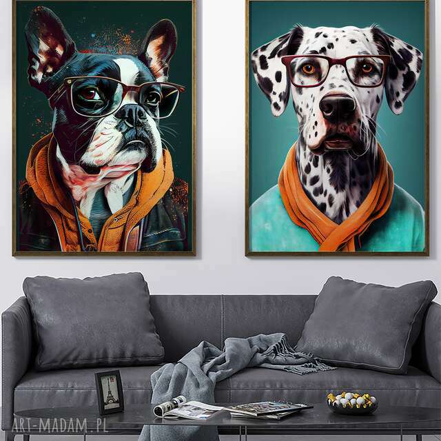 2 plakaty 50x70 cm - Portrety hipsterskich kotów - Harley i Pepper