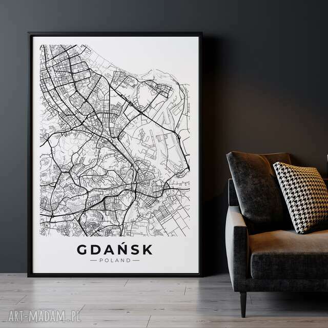 Plakat mapa Gdańsk - format 61x91 cm