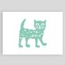 turkusowe grafika plakat z kotkiem, miętowy kotek