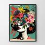 kolaż dziewczyna kwiaty - format 50x70 cm kolorowy plakat