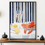 modny plakat niebieskie do kuchni restauracji - format 40x50 cm kolor