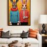 modny plakaty pomarańczowe zwierzęcy duet - format 50x70 cm plakat na prezent