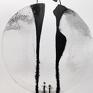 ART Krystyna Siwek obraz do salonu 21x30 malowana ręcznie na papierze 3535136 grafika czarno biała nowoczesne obrazy