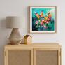 plakaty: Abstrakcyjny motyle - turkusowy z artystyczny wydruk 50x50cm - obraz giclee