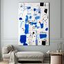 abstrakcja - format 40x50 biało niebieski kolorowy plakat
