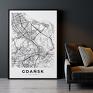 białe mapa miasta gdańsk - format A4 plakaty plakat czarny