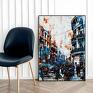 Hogstudio plakaty do wnętrza obramowany - abstrakcja blue city w czarnej modny plakat
