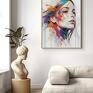 białe portret twarz kobiety kolorowa abstrakcja do salonu plakat do domu
