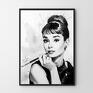 portret audrey hepburn biało czarny - format 40x50 plakat kobieta