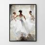 Baletnice Dziewczyny - format 40x50 cm - malowany biało szary plakat