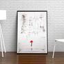 70X100 cm wykonana ręcznie, plakat, abstrakcja, elegancki minimalizm deszcz parasol grafiki do salonu