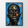 Hogstudio kolorowy mężczyzna portret kolor - format 50x70 niebieski plakat modny