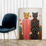 czarne koci duet - format 40x50 cm plakat koty