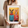 plakat na prezent plakaty beżowe zwierzęcy duet - format 61x91 cm kolorowy