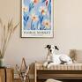 na prezent niebieskie kolorowy kwiaty - format 50x70 cm plakat dla kobiety