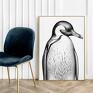 vintage czarno biały - format 30x40 cm - plakaty plakat pingwin