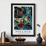 niebieskie plakaty plakat pollock composition with pouring obraz sztuka