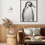 Pingwin czarno biały - format A4 plakat vintage