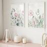raspberryEM plakaty do sypialni 2cz 40x50 cm pastelowe kwiaty białe obrazy zestaw plakatów