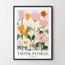 plakaty różowe plakat botaniczny kwiatowy - format 61x91cm