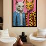 beżowe plakaty plakat koty - format 30x40 cm dla dziewczyny ilustracja