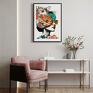 białe plakaty plakat kolaż dziewczyna i kwiaty - format 50x70 cm do salonu