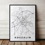 szare plakaty koszalin - format 50x70 cm - mapy miast plakat