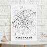 Plakat Mapa Koszalin - format A4 miast - plakaty