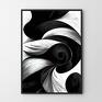 czarny plakat biało abstrakcja - 50x70 cm plakaty
