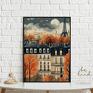 białe plakaty jesień w paryżu - format 30x40 cm dekoracje plakat paryż
